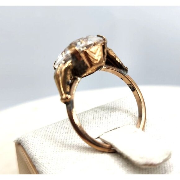 1/20  10KT GF Ring With Square Tinted Blue Faceted Stone -8 - Picture 2 of 6